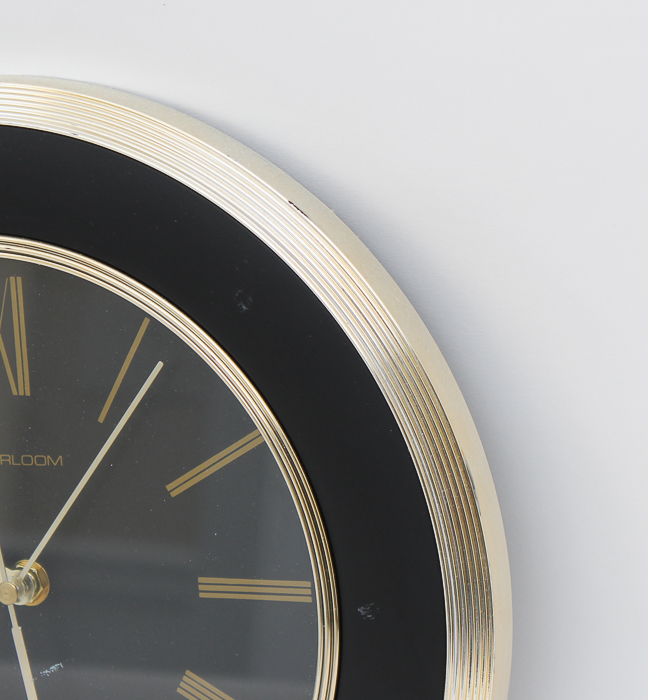Round Black and Gold Tone Heirloom Clock