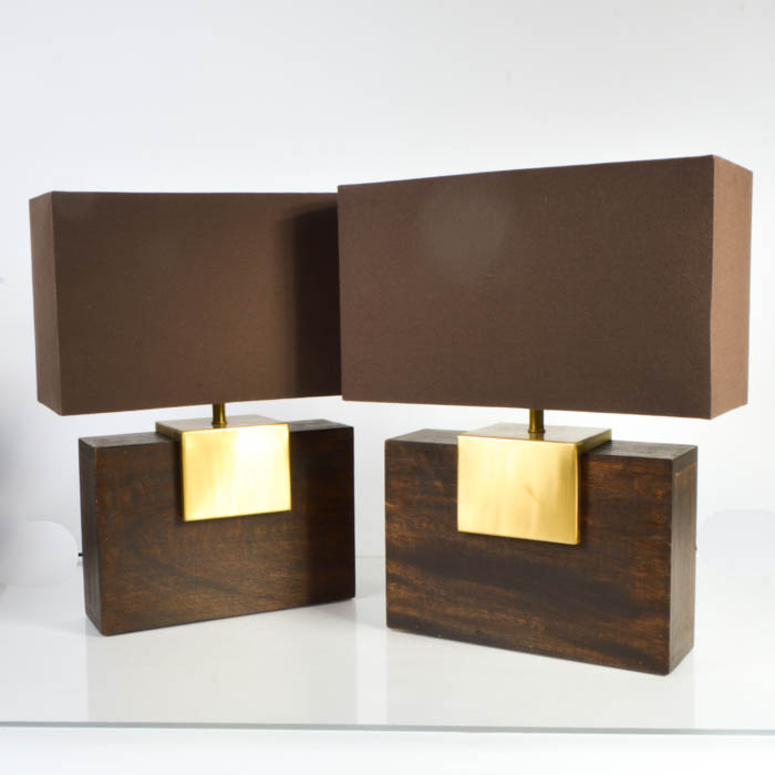 Pair of Modern Wood Lamps