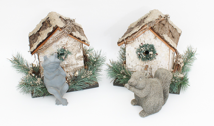 Decorative Wooden Bird Houses and Animal Figurines