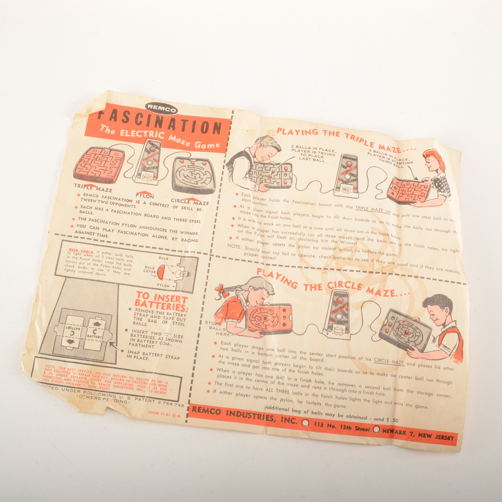 1961 Remco "Fascination" Electric Maze Game