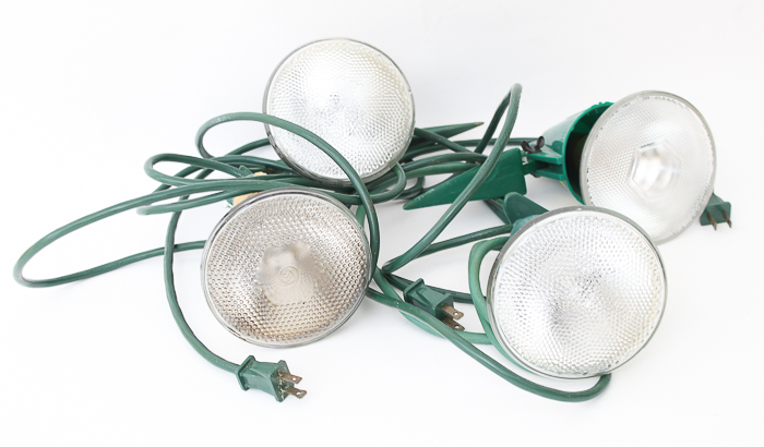 Assortment of Extension Cords and Outdoor lighting