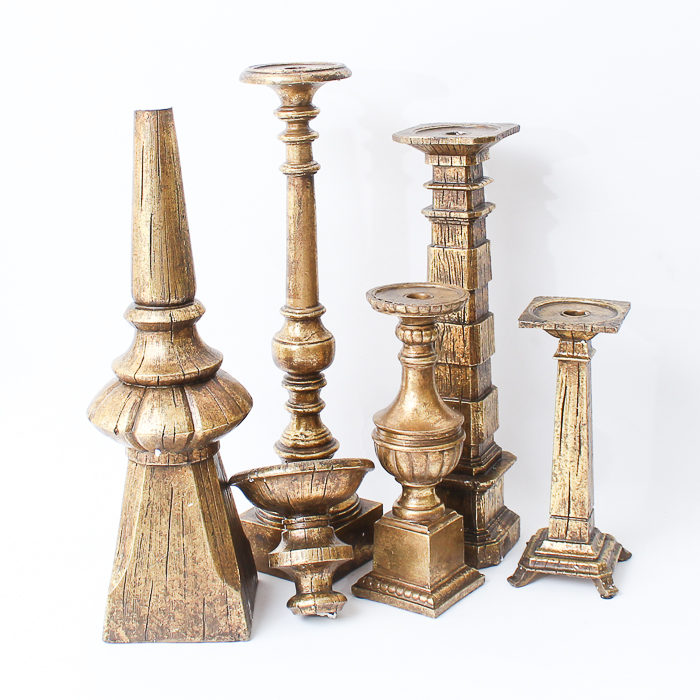 Collection of Gold Tone Candle Pedestals