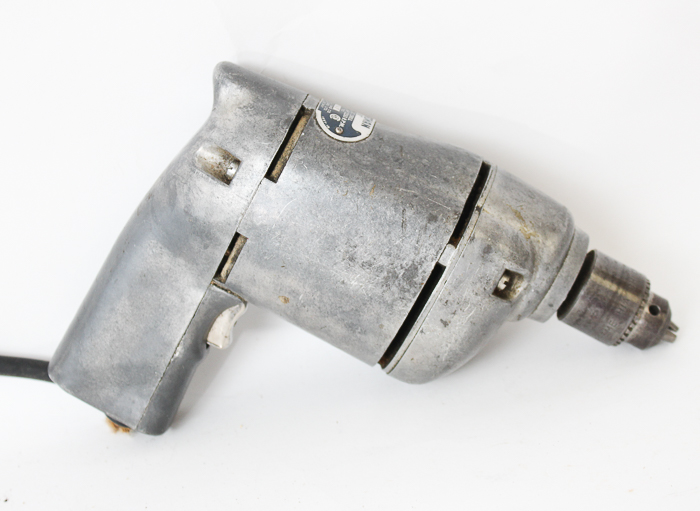 Assortment of Tools and Tool Box, Including a Vintage Craftsman Drill