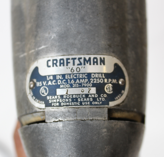 Assortment of Tools and Tool Box, Including a Vintage Craftsman Drill