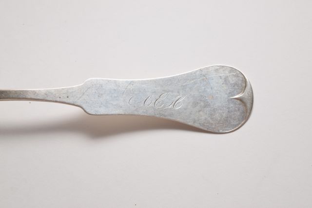 Antique Monogrammed Poindexter, Lexington, KY Coin Silver Fiddle Tip Serving Spoon