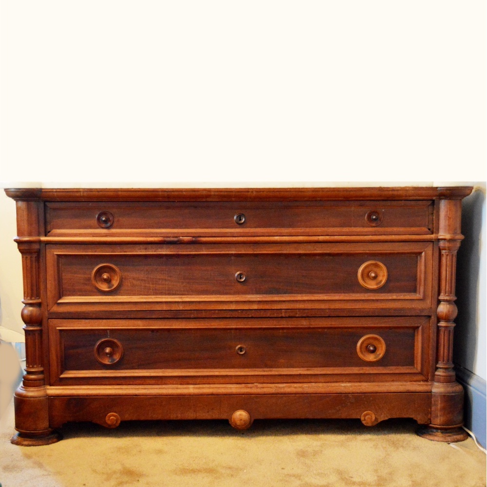 Victorian Gothic Style Walnut Dresser with Marble Top | EBTH