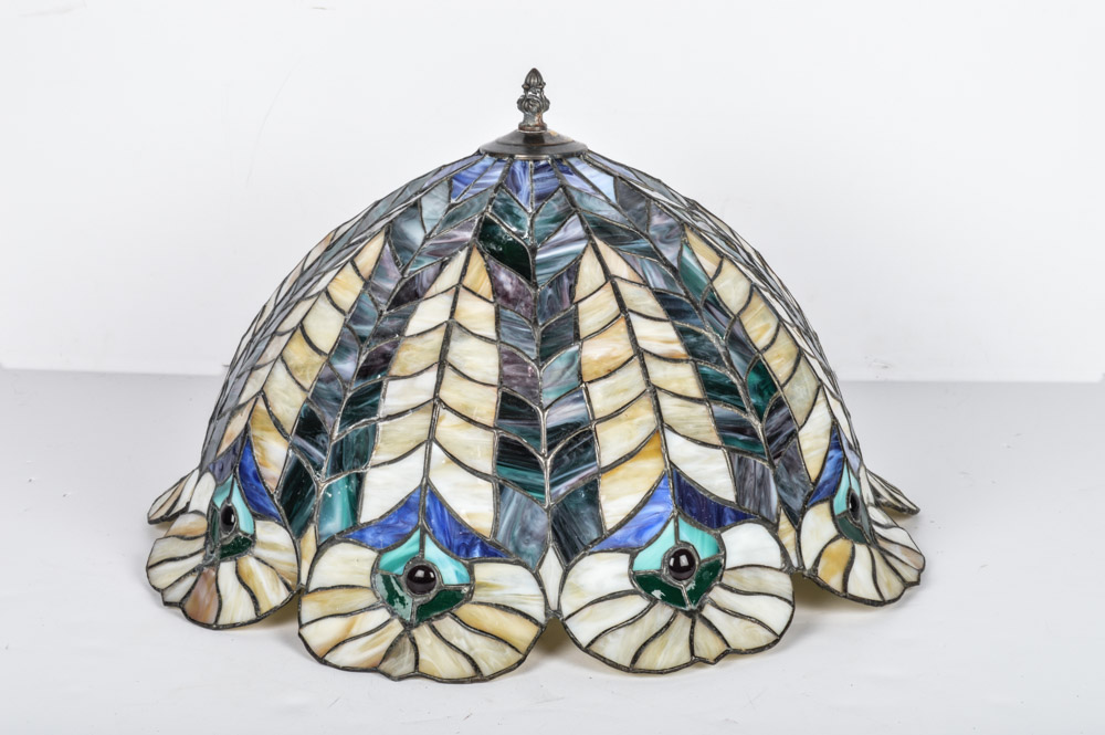 Leaded and Stained Glass Hanging Lamp Shade