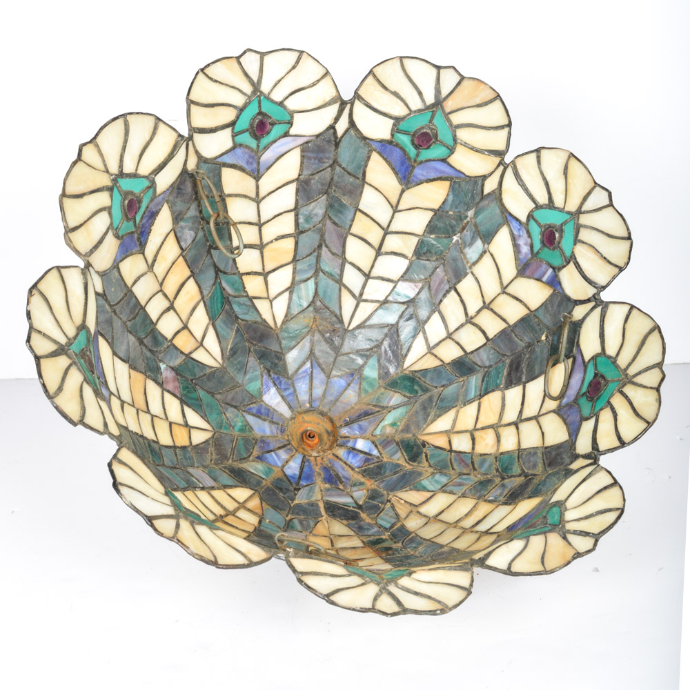 Leaded and Stained Glass Hanging Lamp Shade