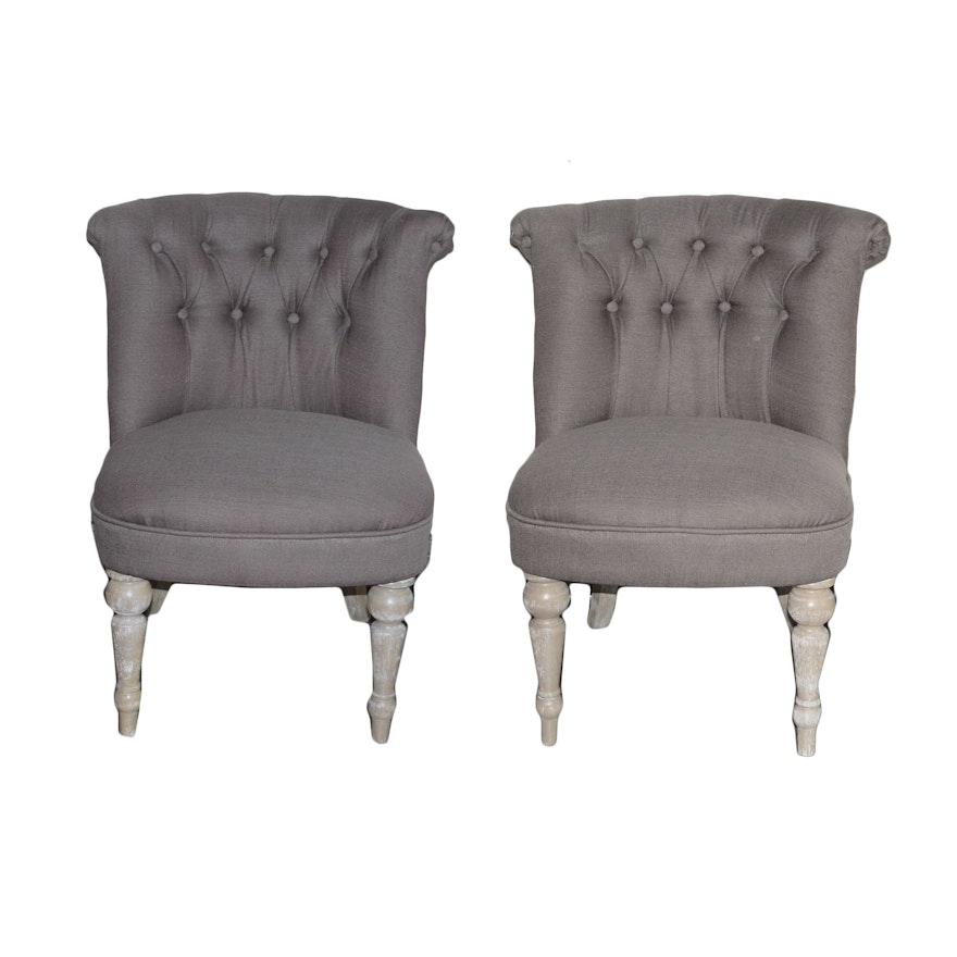 Early 21st Century Button-Tufted Slipper Chairs by Office Star Products