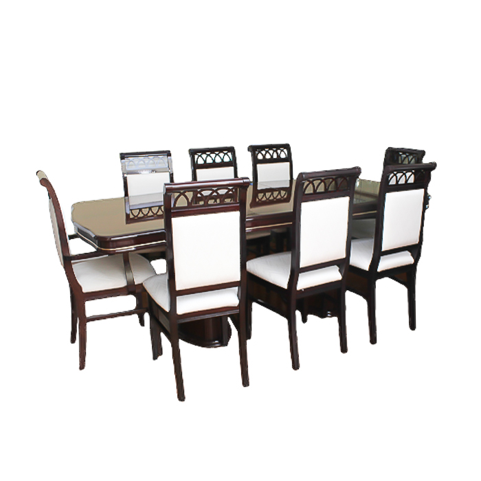 Set of Mahogany Dining Table with Eight Chairs