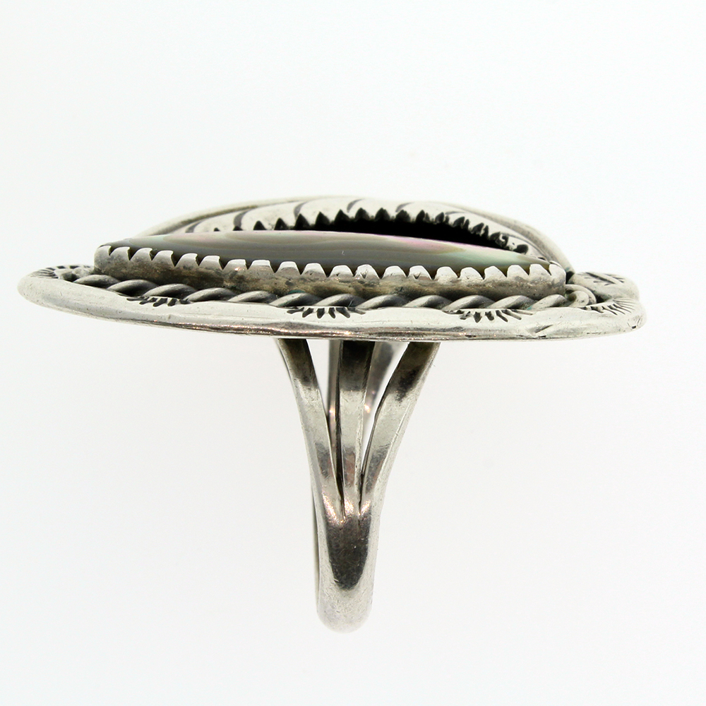 Mother of Pearl Native Style Sterling Silver Ring