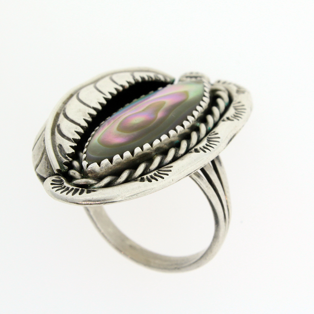 Mother of Pearl Native Style Sterling Silver Ring
