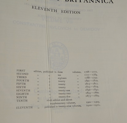 1911 Antique "Encyclopedia Britannica" Set