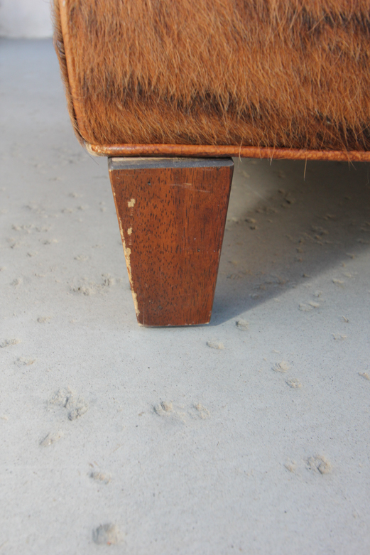 Wayne Phillips for Barcalounger Leather Cowhide Arm Chair and Ottoman