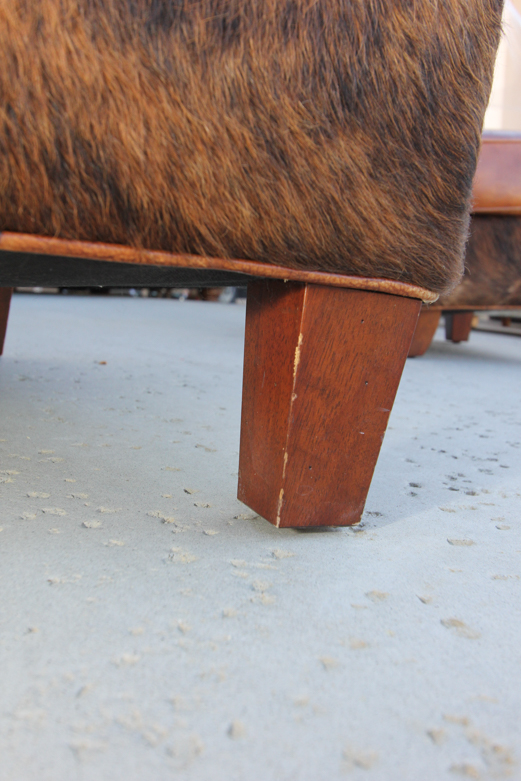 Wayne Phillips for Barcalounger Leather Cowhide Arm Chair and Ottoman