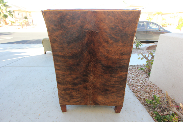 Wayne Phillips for Barcalounger Leather Cowhide Arm Chair and Ottoman