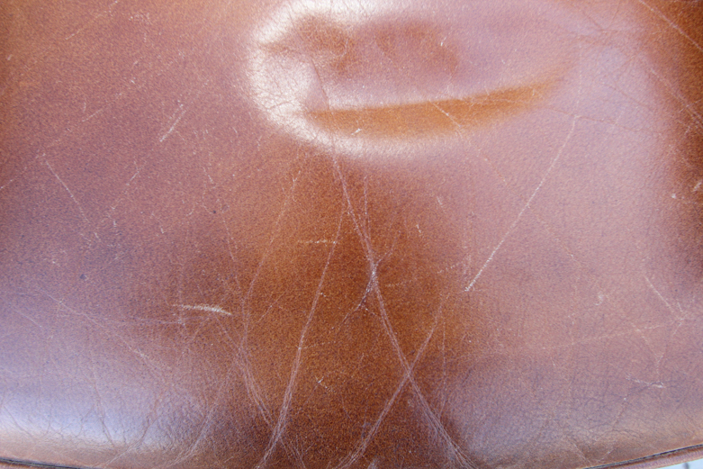 Wayne Phillips for Barcalounger Leather Cowhide Arm Chair and Ottoman