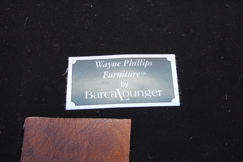 Wayne Phillips for Barcalounger Leather Cowhide Arm Chair and Ottoman