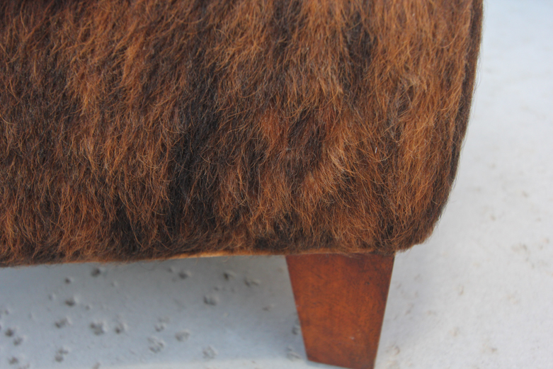 Wayne Phillips for Barcalounger Leather Cowhide Arm Chair and Ottoman