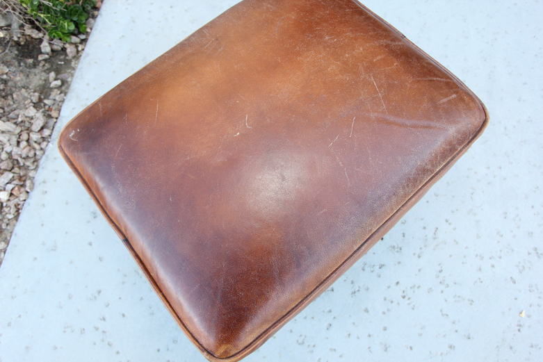 Wayne Phillips for Barcalounger Leather Cowhide Arm Chair and Ottoman