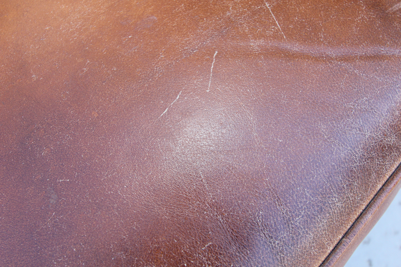 Wayne Phillips for Barcalounger Leather Cowhide Arm Chair and Ottoman