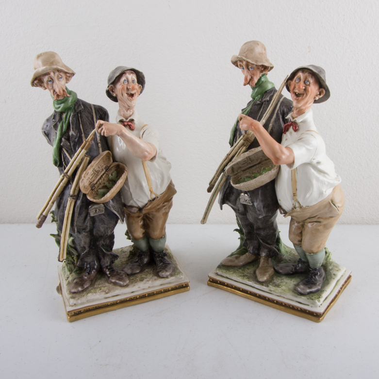 Pair of 1964 Galle Ceramic Fisherman Figurines