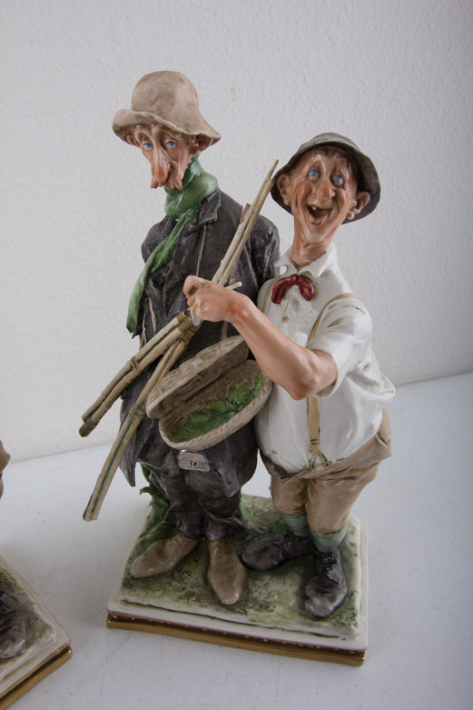 Pair of 1964 Galle Ceramic Fisherman Figurines