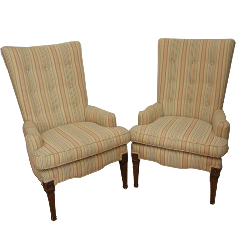 Modern Wingback Striped Upholstered Chairs