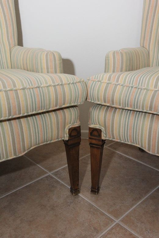 Modern Wingback Striped Upholstered Chairs