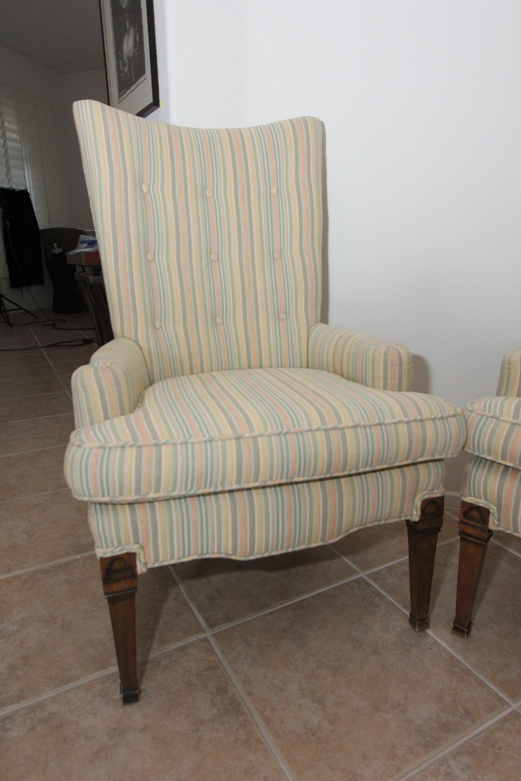 Modern Wingback Striped Upholstered Chairs