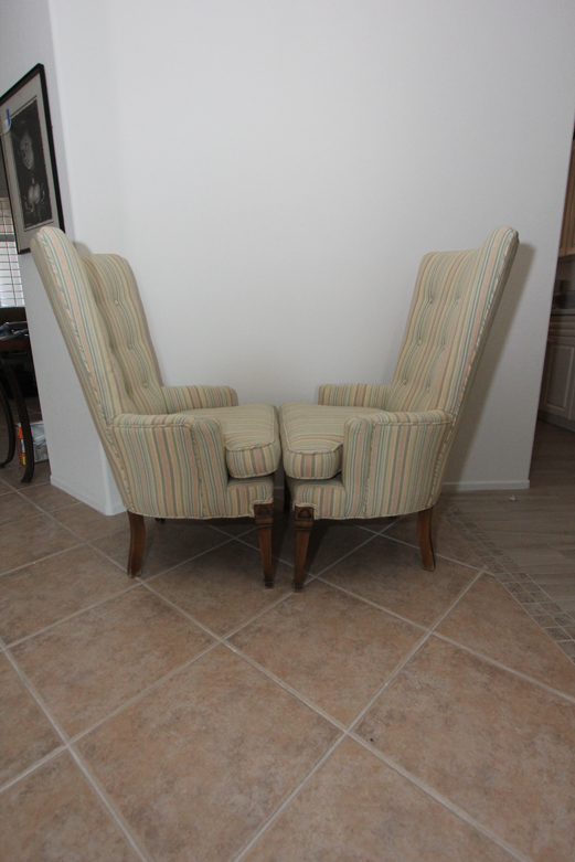 Modern Wingback Striped Upholstered Chairs