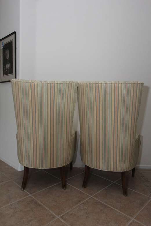 Modern Wingback Striped Upholstered Chairs