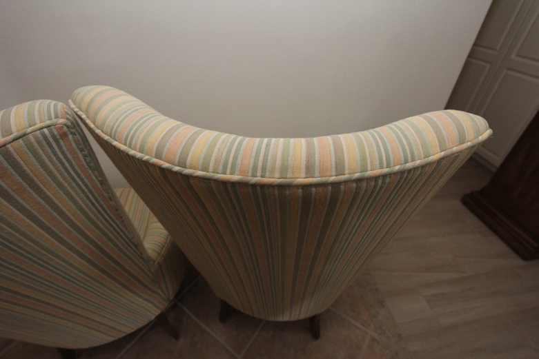 Modern Wingback Striped Upholstered Chairs