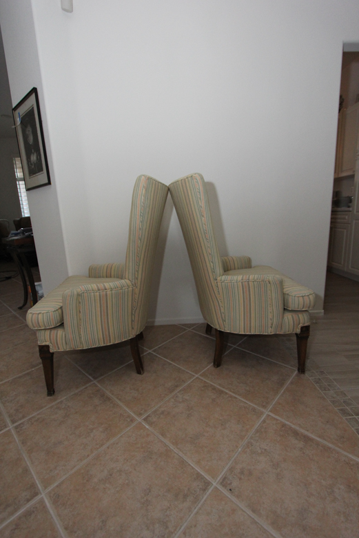 Modern Wingback Striped Upholstered Chairs