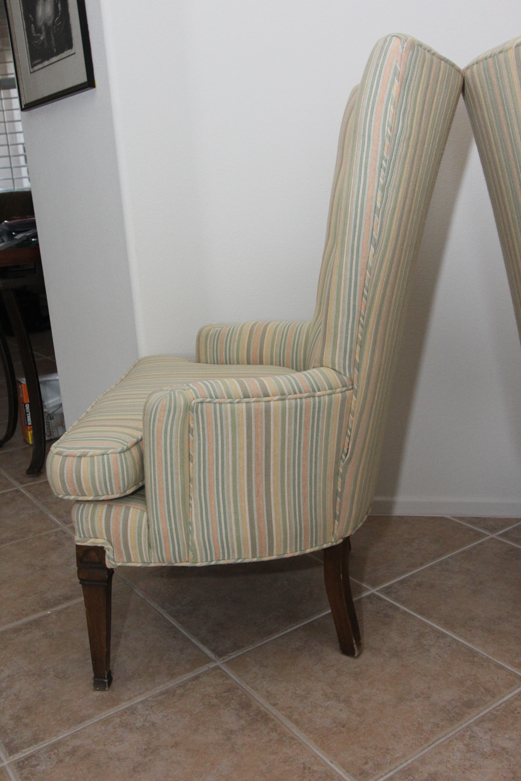 Modern Wingback Striped Upholstered Chairs