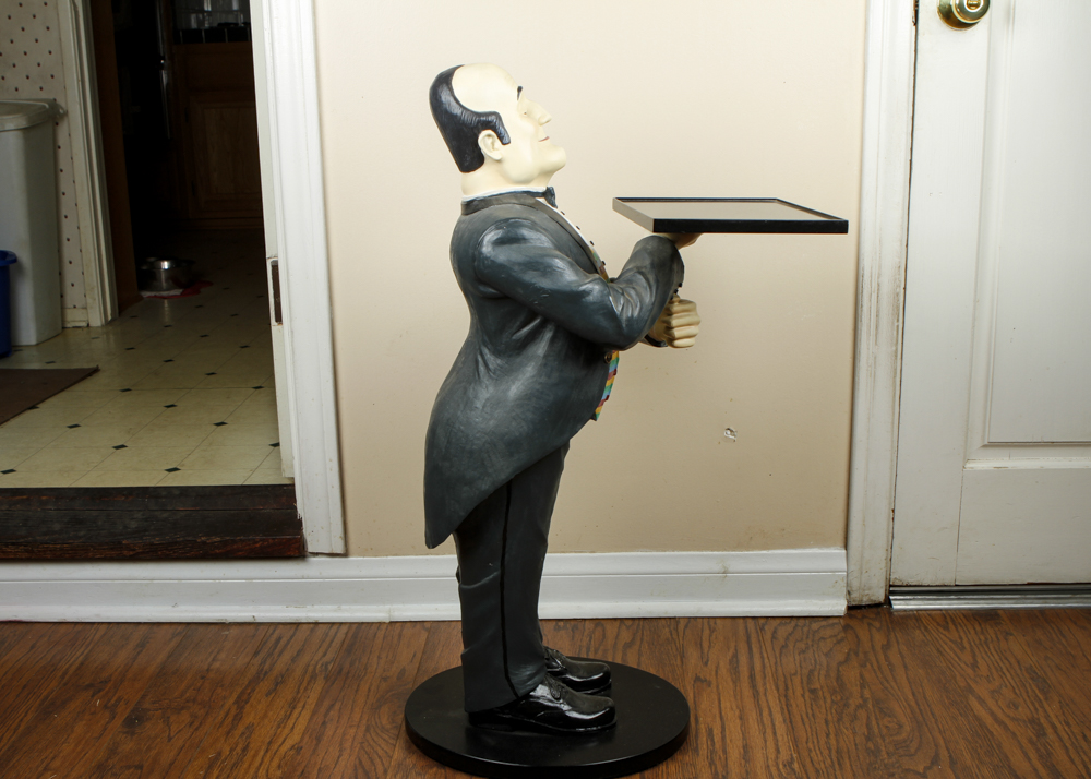 Statue of Butler Holding a Tray