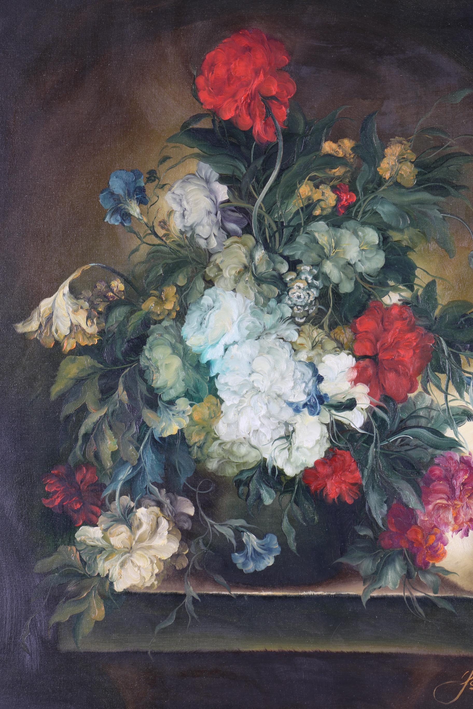 Heinrich Garossa Original Oil Painting "Floral Still Life"
