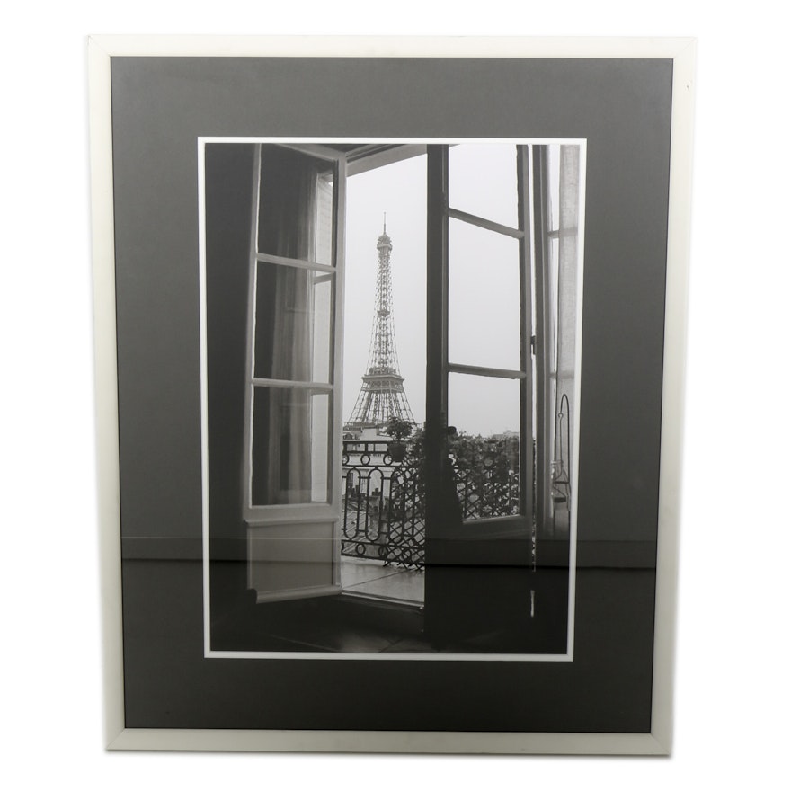 Framed Black-and-White Photo Print of Eiffel Tower