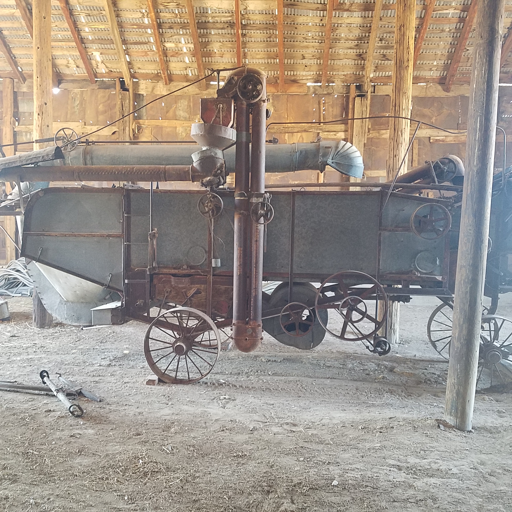 Vintage Horse-Drawn Threshing Machine