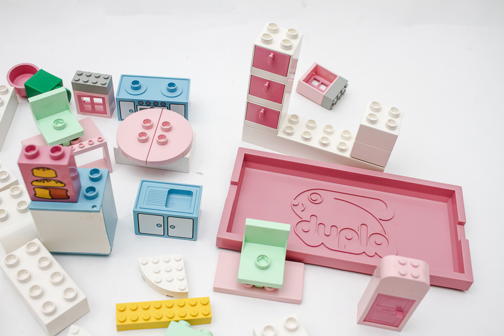 Vintage Childs Step Stool with Lego's and Duplo