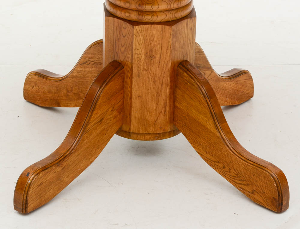 Round Oak Pedestal Dining Table with Extension and Chairs