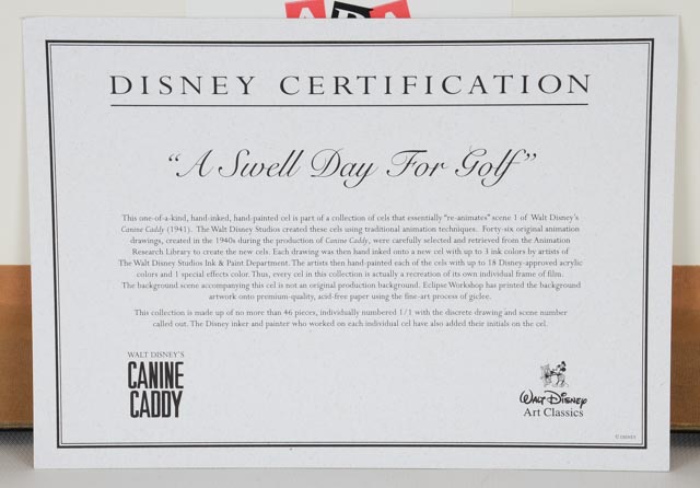 Disney's Mickey Mouse Animation Cel "A Swell Day for Golf" Signed by Arnold Palmer
