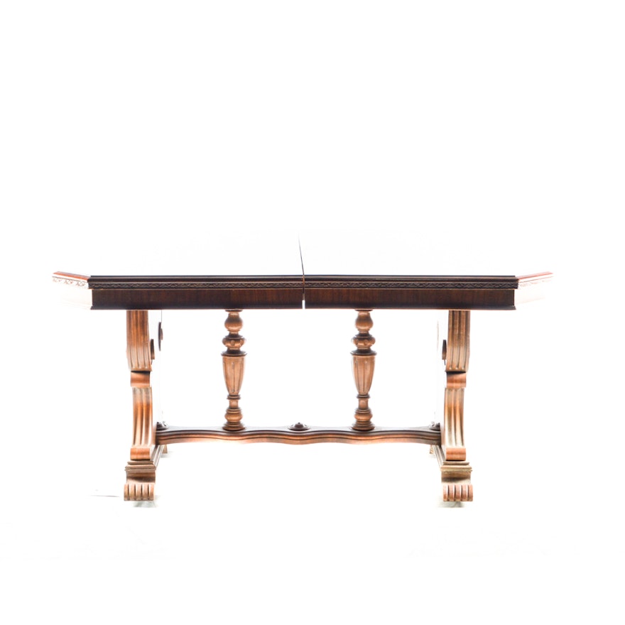 Extendable Hardwood Trestle Dining Table
