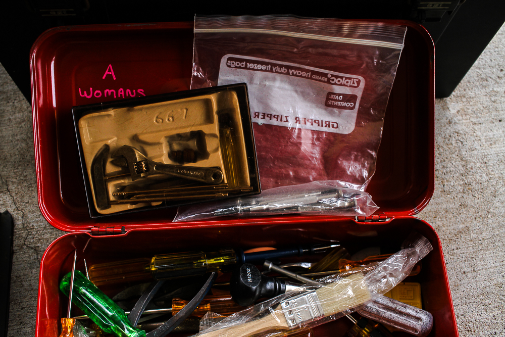 Collection of Tool Boxes with Tools and Hardware