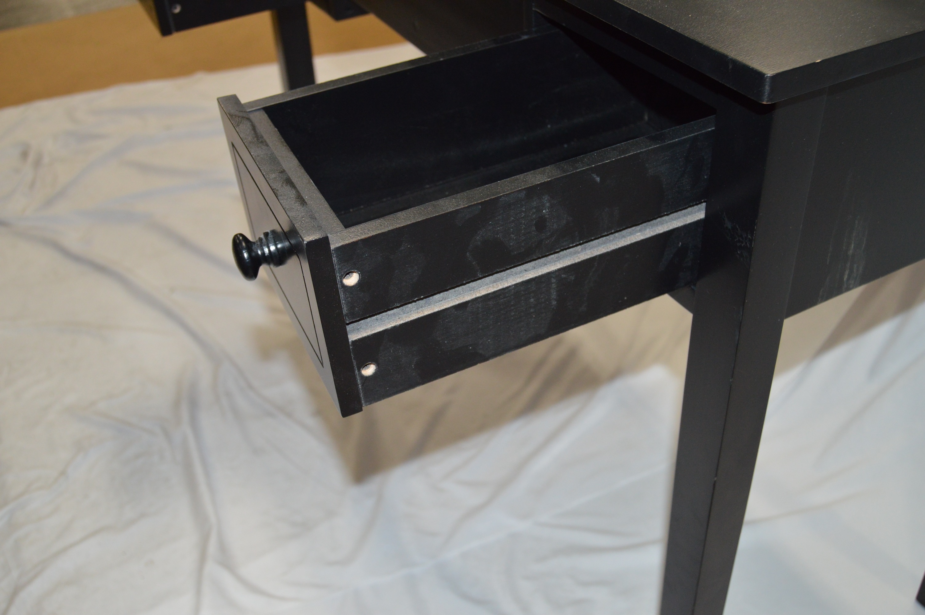 Black Vanity with Hidden Mirror