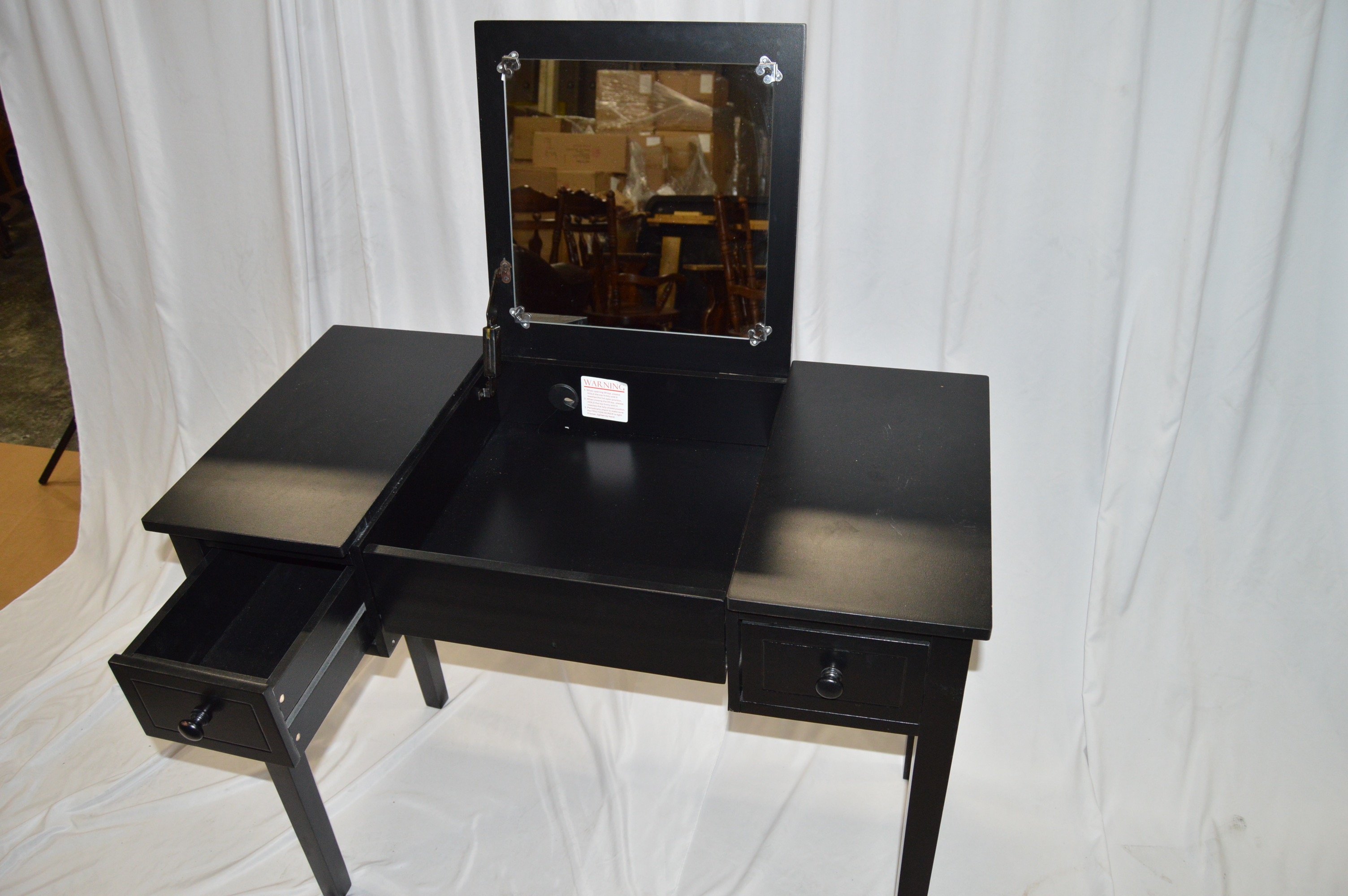 Black Vanity with Hidden Mirror