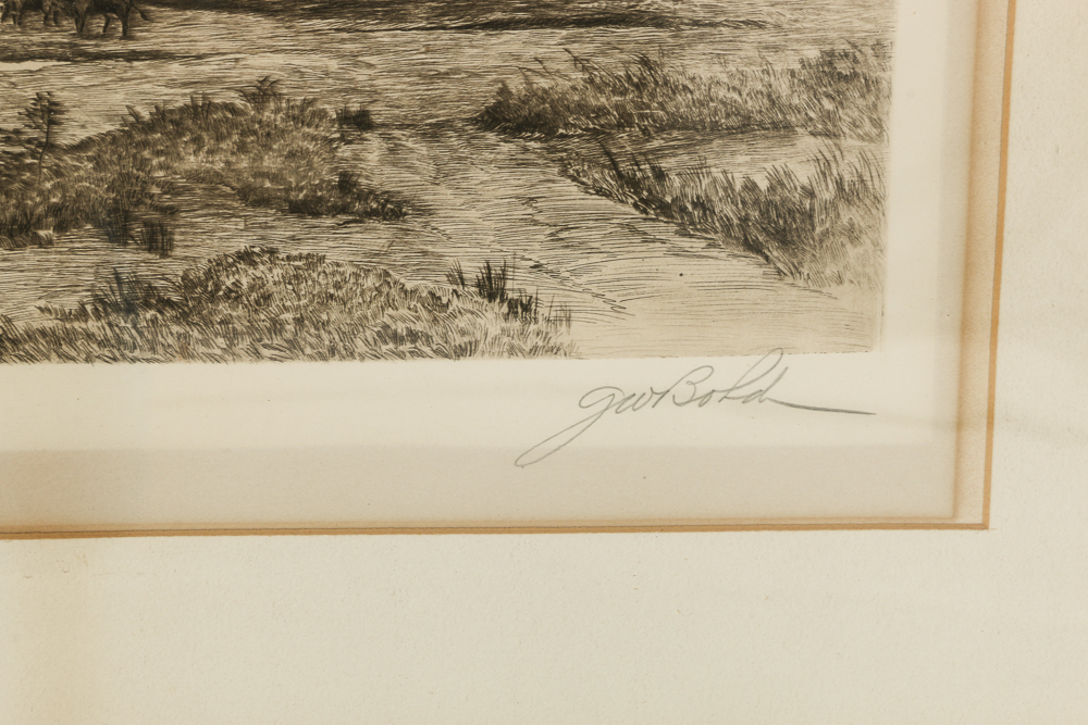 G.W. Bohde Original Etching Depicting Rural Farm