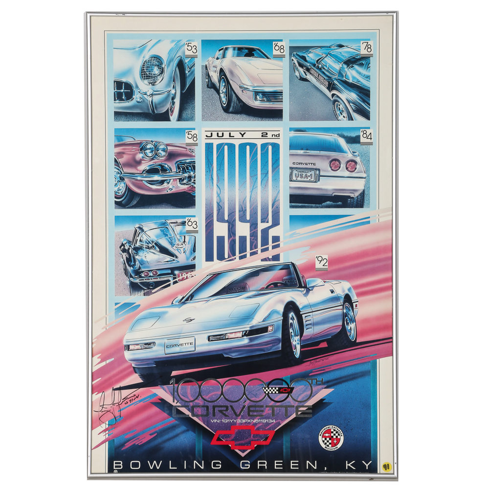 Signed 1992 Millionth Corvette Commemorative Poster