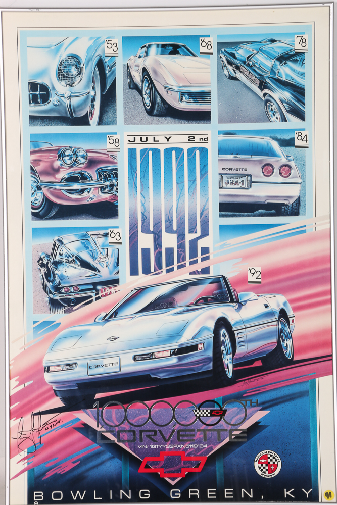 Signed 1992 Millionth Corvette Commemorative Poster