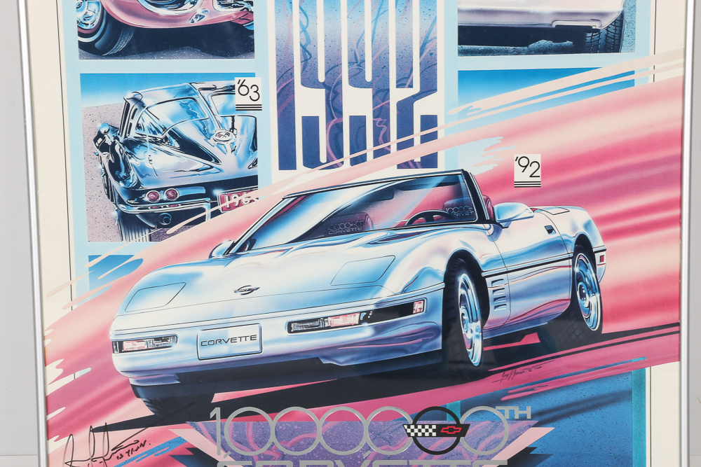 Signed 1992 Millionth Corvette Commemorative Poster